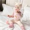 Sets 1118C Baby Clothing Set Home Suit Spring 2022 Bear Plaid Baby Boy Three Piece Set Coat + Pants + Hat Baby Girl's Bottoming Suit