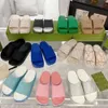 Designer Slippers Rubberen Dikke Hakken Damesschoenen Platform Sleehak Zomerpantoffels Halfleer Suède Klassiek Hoog Metaal Strand Dames Zwart Luxe Sandalen Maat 35-42