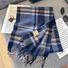 Scarves Luxury brand classic British style womens scarves fashionable stripes plain weave wool scarves tassel shawls Pashmina womens headscarves Q240228