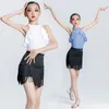 Stage Wear Vêtements d'entraînement de danse latine pour filles Xia Performance professionnelle Style dos nu pour enfants noir et blanc