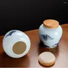 Storage Bottles Classical Ceramic Tea Double-lid Tin-lid Sealed Hand-painted Landscape Candy Nuts Coffee Beans Containers