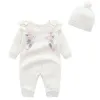 One-Pieces Ysubest Kids Nieuwe 2022 Spring herfst Girl Borduurwerk Rompers + Hat Baby Girl pasgeboren Rompers Kleding Baby Girl Rompers