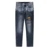 Herenjeans Designer Blauwe jeans heren trendy borduursel nieuwe herfst en winter slim fit lange broek met kleine pijpen veelzijdige casual broek voor heren EBX3