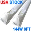 144W 8ft LED Shop Light ، 144000lm 6500k Super Bright White ، Fultible Lixable Seiling Funder ، 4 صفوف متكاملة T8 LED Tube Workbench Cabinet (25 pack) Barn Crestech