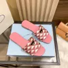 P Family Triangle Checkered Flat Bottom Slippers for Women's Summer 2023 New Outwear Square Head One Line Slippers with Triangle Buckle Flat Heel Slippers