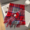 Scarves Luxury brand classic British style womens scarves fashionable stripes plain weave wool scarves tassel shawls Pashmina womens headscarves Q240228