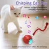 Cat Rolling Ball Bird Chirping Interactive Cats Toys Trogress Sensor Cat Toy Balls Random Rolling Pet Kitten Teaser Long Tail 240226