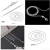 Chaînes 1mm 925 Sterling Sier Plaqué Serpent Chaîne Collier 16 18 20 22 24 pouces Pour Drop Livraison Bijoux Colliers Pendentifs Dh1Rl