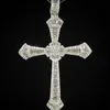 Vintage Big Male Cross Pendant Necklace 925 Sterling Silver 5A Zircon CZ Party Wedding Cross Pendant For Men Luxury Jewelry248n