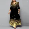 Casual Dresses 2024 Spring Summer Digital Print Pullover Half Sleeve Polyester Plus Size Long Maxi Dress Evening Party For Women