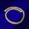 9 mm Großhandel runde Diamant-Zirkonia-Silber-18-Karat-Weißgold-plattierte kubanische Gliederkette für Herren