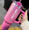 US STOCK Black Chroma Starbacks Holiday Red Winter Cosmo Pink With 1:1 Logo Quencher H2.0 40oz Tumblers Cups Silicone handle Lid Straw Car mugs Water Bottles GG0228