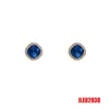 أقراط مسمار 925 Silver Needle Fashion Blue Crystal Sencition French Fintage for Women Jewelry