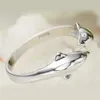S925 Sterling Silver Plated Crystal Cute Dolphin Ring For Women Ladies Silver Rings Bröllopsfest smycken Justerbar storlek Parti