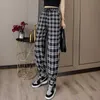 Damen Jeans Hosen Frauen Neue Bündel Füße Mode Lose Schwarz Plaid Sommer Harajuku Studenten Streetwear Harem Lange Hosen Damen ChicL2403