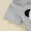 Zestawy odzieży Baby Boy Summer Ubranie z krótkim rękawem Załoga szyi panda T-shirt sznurka żebrowane szorty 2-częściowe stroje