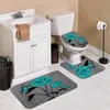 Shower Curtains 4 Pcs Toilet Lid Cover And Bathroom Mat Set Accessories Curtain Sets With Non Slip Rugs