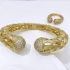 Bracelet For Women Fashion 18K Gold Plated Copper Bangle Ring Set Zirconia Luxury Dubai Jewelry Trendy Wedding Party Accessories 240219