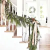 Nova guirlandas de natal pinho cone rattan grinalda com frutas vermelhas poinsettia flores videira para o natal ano novo casa lareira decoração da parede