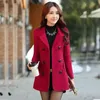 Herbst Winter Frauen Zweireiher Wollmantel Einfarbig Revers Slim Fit Kurze Damen Wolle Jacke S-3XL240228