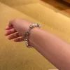 2024 new Women Pearl Chain Designer Bracelet Bangle Christmas Brand Jewelry Vintage Style Silver Plated Charm Girl Elegant Design Boutique Bracelets