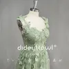 DIDEYTTAWL Real Pos 3D Butterflies Sage Green Tulle Prom Dress 2024 Sweetheart A Line High Slit Fairy Evening Gown 240227