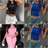 Women'S T-Shirt Womens T Shirts Y2K Baby Tees Streetwear Fashion Slimming Cute Sexy Short Sleeve Crop Tops For Women Clothing Ladies Dhta4