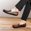 Zapatos casuales de cuero genuino para hombre 2024 mocasines para hombre mocasines transpirables sin cordones para conducción perezosa de talla grande 37-47