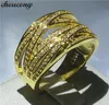 Bröllopsringar Choucong 2021 Cross Ring 10kt Yellow Gold Filled Engagement Band för Women Pave Setting 5A Zircon CZ Jewelry Gift1473234