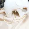 Hoop Earrings Classic Women's Heart-shaped Korea Trend Sweet Girl Alloy Hollow Peach Heart Geometric Earring Simple Jewelry