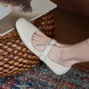 Zapatos de vestir Tamaño 40 Resbalón en los zapatos simples de las mujeres Sweet Girl Conduciendo Una correa Hebilla Mujer Ballet Cuero de vaca Mujeres Pisos diarios Punta redondaH24228