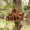 Bo Garden Bird House trä fågelhus för utanför hängning, fågelhus för yttre avstånd, 6 håls handgjorda fågelhus
