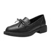 Casual Shoes British Bowtie Oxford Woman Pointed Toe Black/white Leather Flats Thick Bottom Brogues Women Espadrilles Zapatillas Mujer