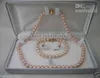 Orecchini con bracciale e collana di perle rosa Akoya pregiate naturali da 78 mm SET 14K1963078