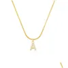 Pendant Necklaces Inlaid Zircon Letter Initial Pendant Necklace For Women Gold Chain Cute Charms Collier Alphabet Necklaces Jewelry Fr Dhcq7