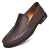 Chaussures décontractées Business Classic Brown Leather Mocassins à talons bas pour hommes Mariage confortable et respirant