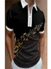 Men's Polos Tiger Stripe 3D Printed Summer Zipper Collar Polo Shirt Casual Short Sleeve Oversized Pullover Fashion Tops Men Clothing