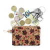 DHL200 st Coin Purses Lady Retro Cork Leather Flower Fjäril Tryck Square Kort plånbok med nyckelring Mix Färg