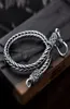 Vintage Real Pure 925 Sterling Silver Handmade Braided For Men Jewelry Mens Bracelets 2022Link Chain Link4106941