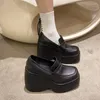 Dress Shoes Black Platform Wedge Pumps For Women Slip On Mary Jane Punks Goth Fashion High Heels Spring Casual Janes Lolita