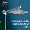 Bathroom Shower Heads 8/10/12 Inch Ultra-thin Wall Mount Rainfall Head With 16inch Stainless Steel Arm 150cm ABS Hose Hardware YQ240228