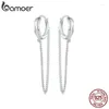 Hoopörhängen Bamoer 925 Sterling Silver Long Tassel Ear Buckles Delicate Double-Layer For Women Original Design Fine SMEE sach