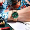 Wristwatches Luxury Waterproof Women's Watch Vintage Fashion Quartz Diamond Malachite Face Gift Set Watch.