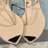 Sandales tongs en cuir brossé Noir estampé à chaud Logo triangle en métal émaillé Sandales de plage Sandales de créateurs de luxe Femmes Sandales plates Grande taille 42 35