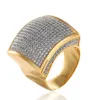 Men039S Gold Silver Rings Cubic Zirconia Hiphop Jewelry 18K Gold Plated Iced Out Diamond Ring8143287