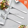 Forks 24 Pieces Dinner Set Sierware 7.1 Inch Sier Stainless Steel For Home Drop Delivery Garden Kitchen Dining Bar Flatware Dhboj