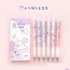 Żelowe długopisy hurtowe Pensje 6 szt./Zestaw Kawaii Moka Peach Astronauts Rabbit Heat ERASABLE MECHANICAL INK CUTE STRATIONE OFFICTION PISETS DH5BA