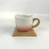 Mugs Office Nordic Cup bambuhandtag Gradient Home Water Glass Ceramic Coffee Mug Cups Vasos de Plastico Con Tapa Y Pajita