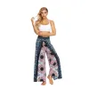 Caprihosen für Damen, Palazzo-Hose mit Schlitz und weitem Bein, Sommer, lässig, Strand, Boho, Hippie, Bohemian-Stil, indische Pilatus, fließende Wickel-Workout-Yoga-Hose