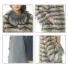 Ensembles / costumes manteau de fourrure tricoté Femmes Long Stripe Matel avec col pour les dames Real Fur Coat Fox Vêtements féminins
